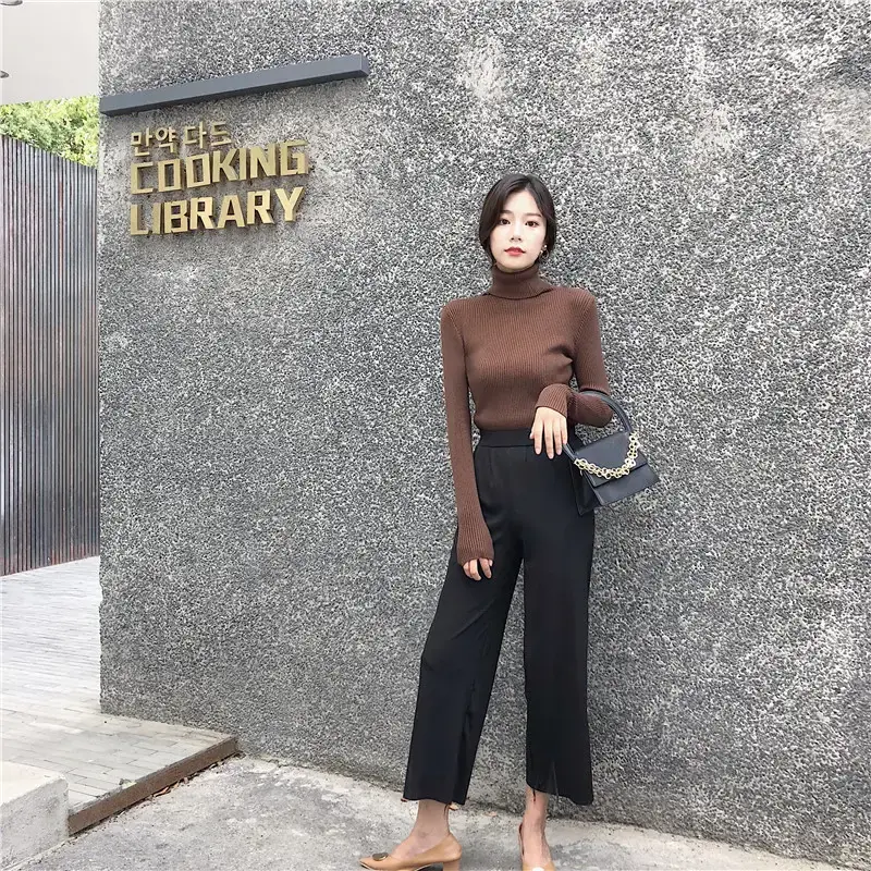 Women 2024 Turtleneck Sweater Gray Thickened Warm — feature 56