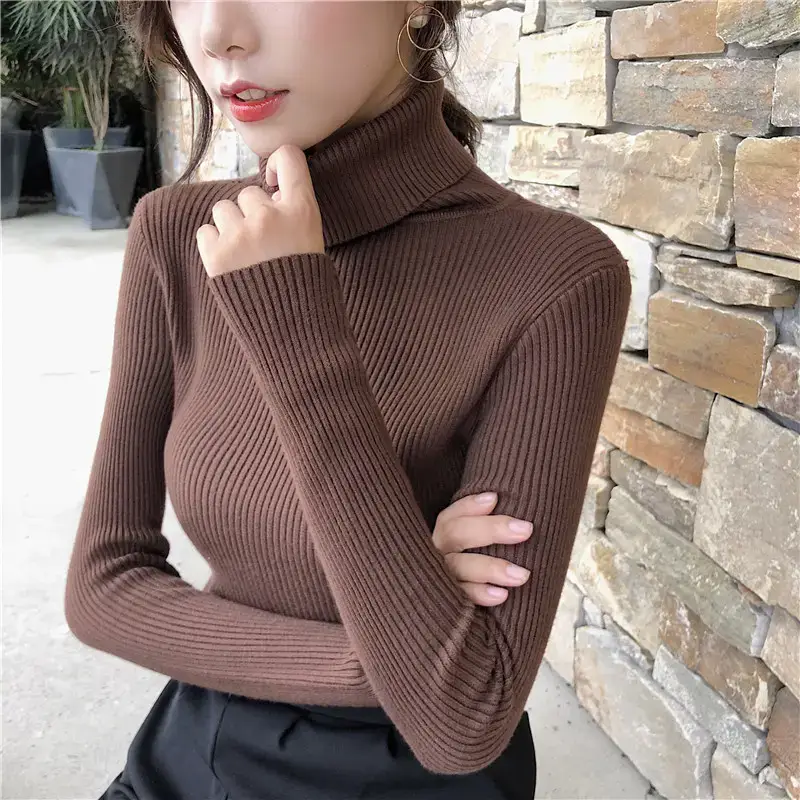 Women 2024 Turtleneck Sweater Gray Thickened Warm — feature 60