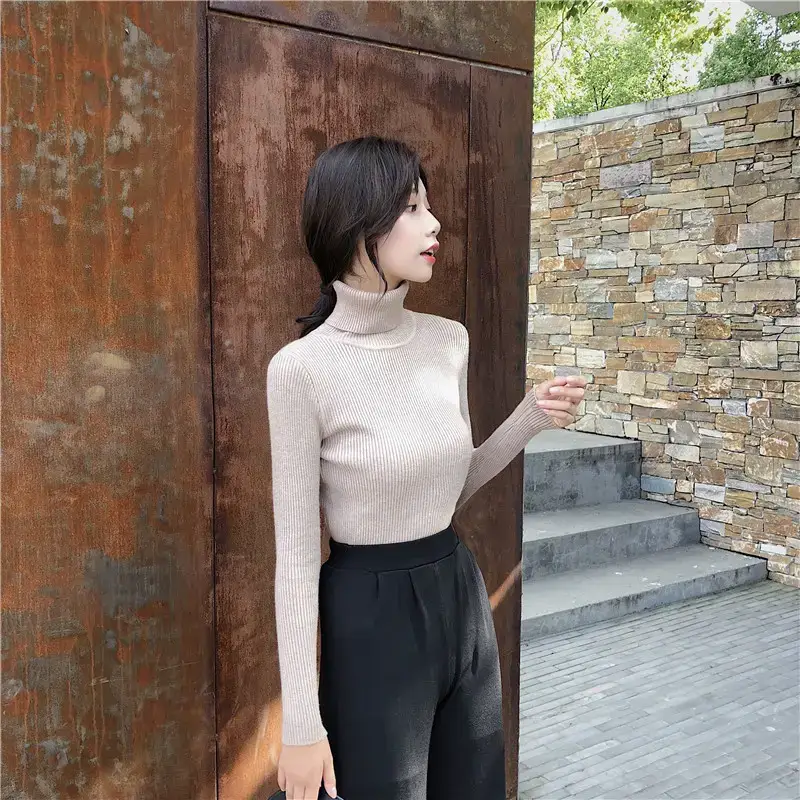Women 2024 Turtleneck Sweater Gray Thickened Warm — feature 67