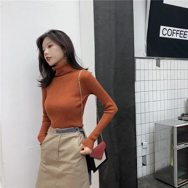 Women 2024 Turtleneck Sweater Gray Thickened Warm — feature 8