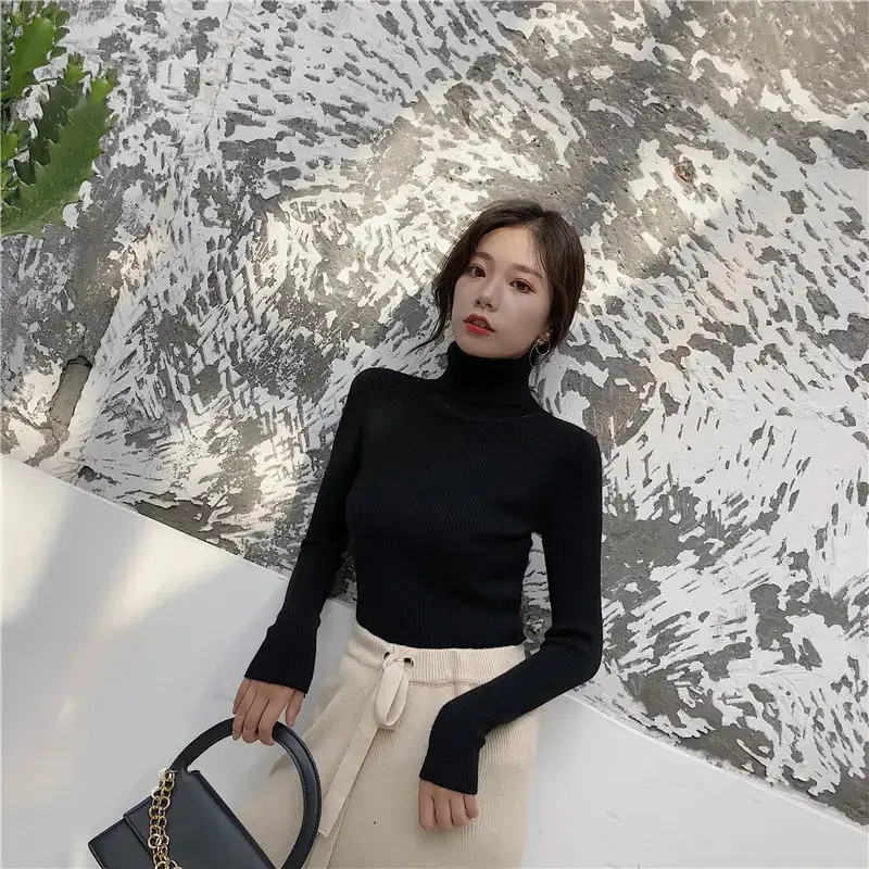 Women 2024 Turtleneck Sweater Gray Thickened Warm — feature 85