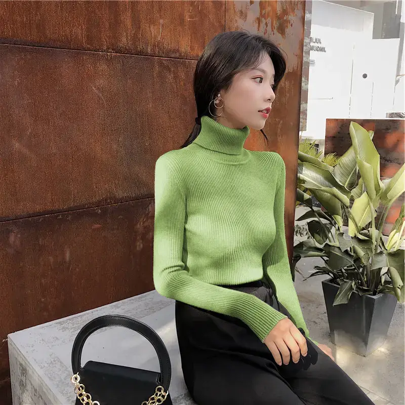 Women 2024 Turtleneck Sweater Gray Thickened Warm - Image 10