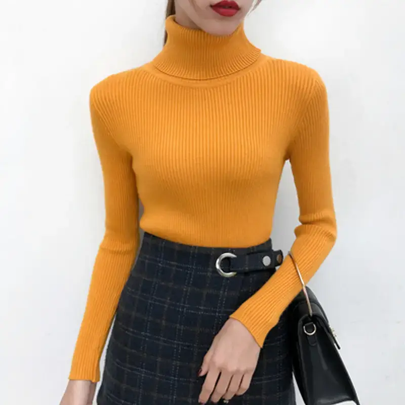 Women 2024 Turtleneck Sweater Gray Thickened Warm - Image 11