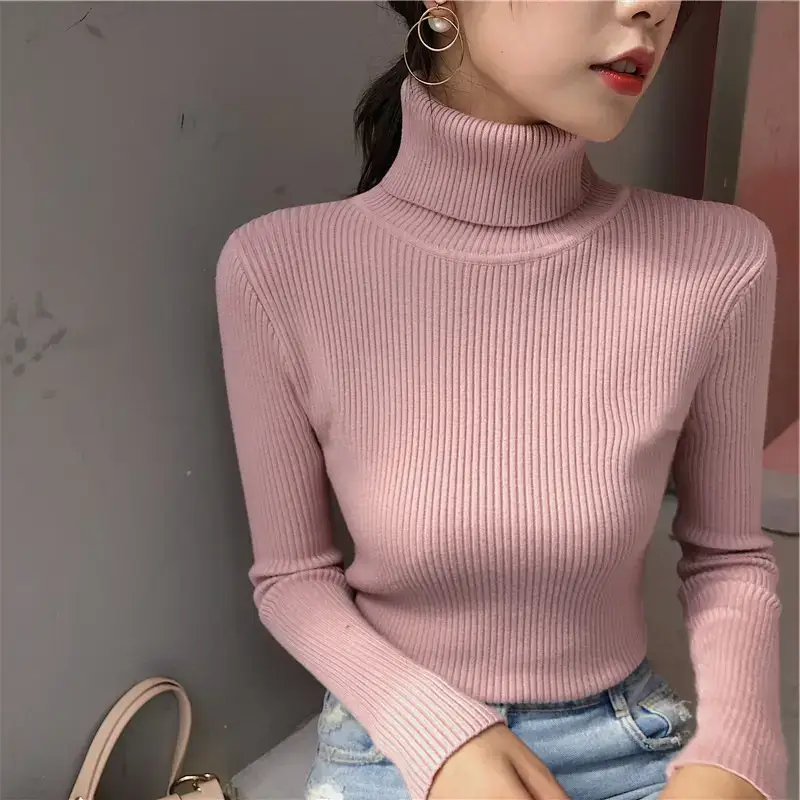Women 2024 Turtleneck Sweater Gray Thickened Warm - Image 14