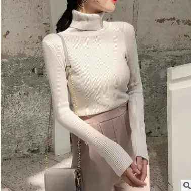 Women 2024 Turtleneck Sweater Gray Thickened Warm - Image 15