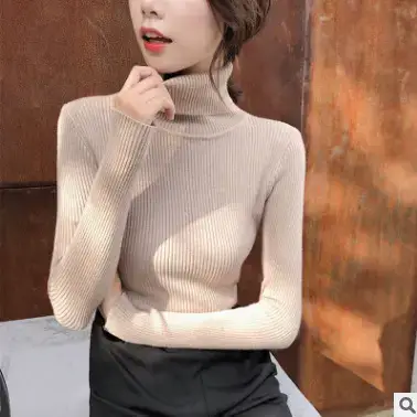 Women 2024 Turtleneck Sweater Gray Thickened Warm - Image 16