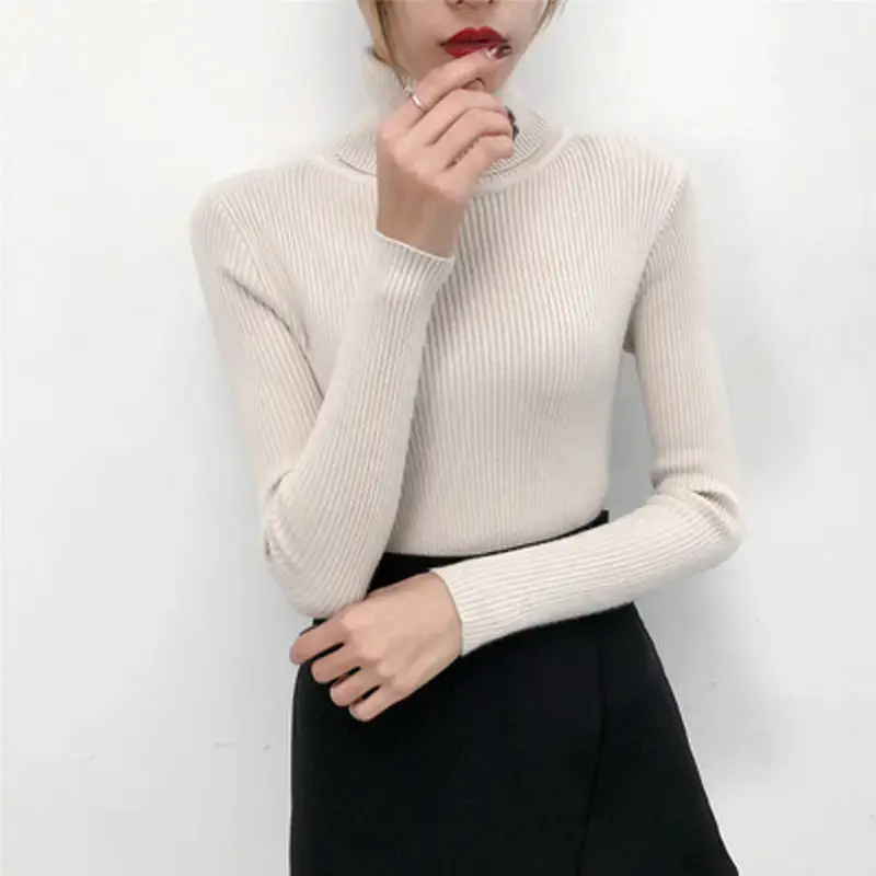 Women 2024 Turtleneck Sweater Gray Thickened Warm - Image 8