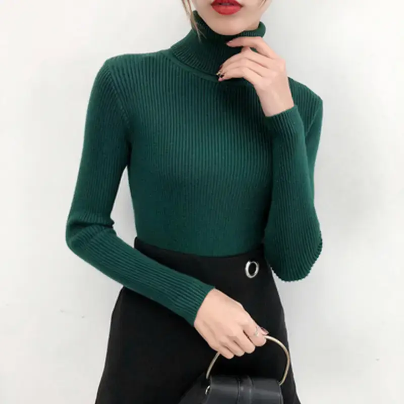 Women 2024 Turtleneck Sweater Gray Thickened Warm - Image 9