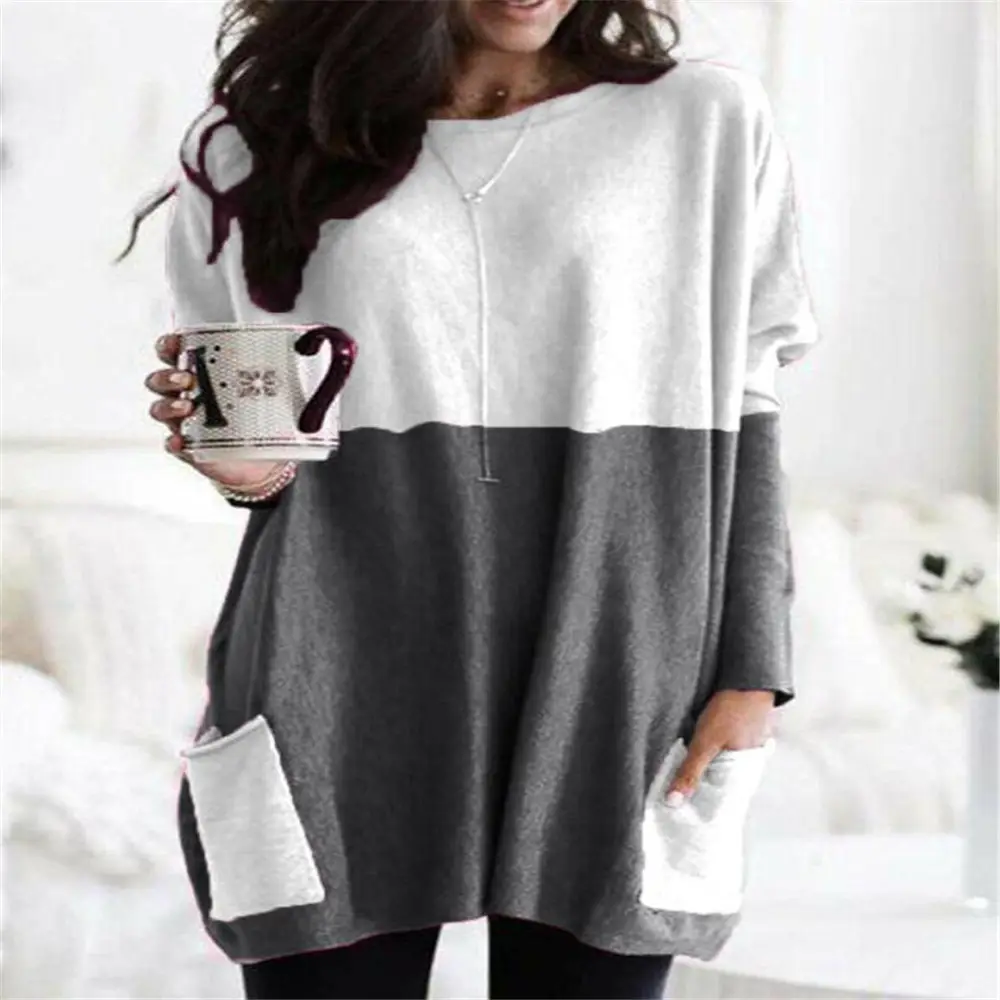 Women's White Long Sleeve T-Shirt with Pocket - Image 12
