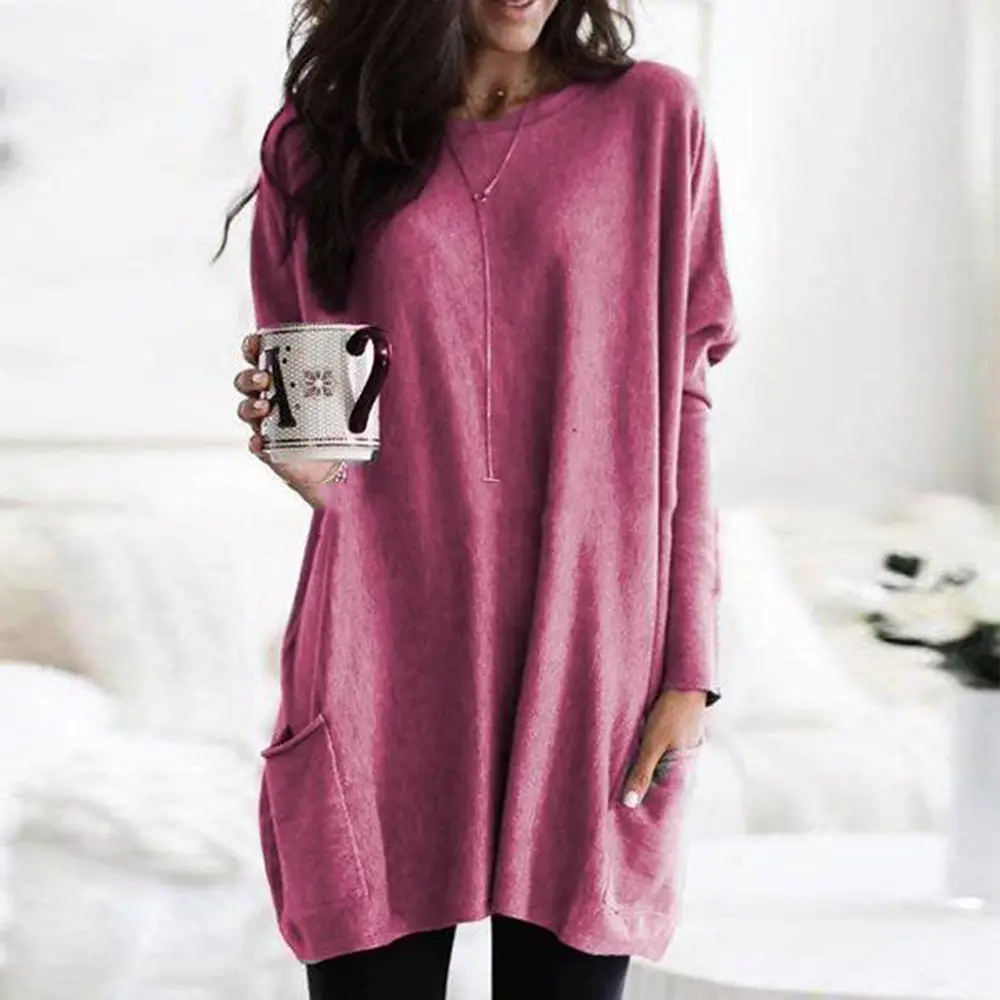 Women's White Long Sleeve T-Shirt with Pocket - Image 3