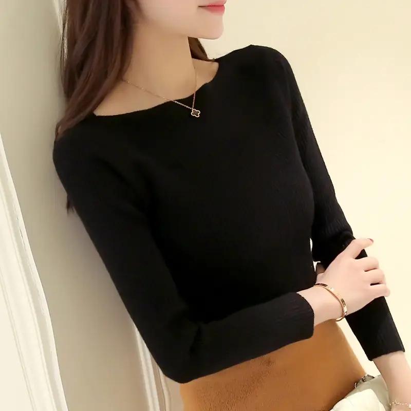 Brown Long Sleeve Ribbed Women's Shirt - Image 8