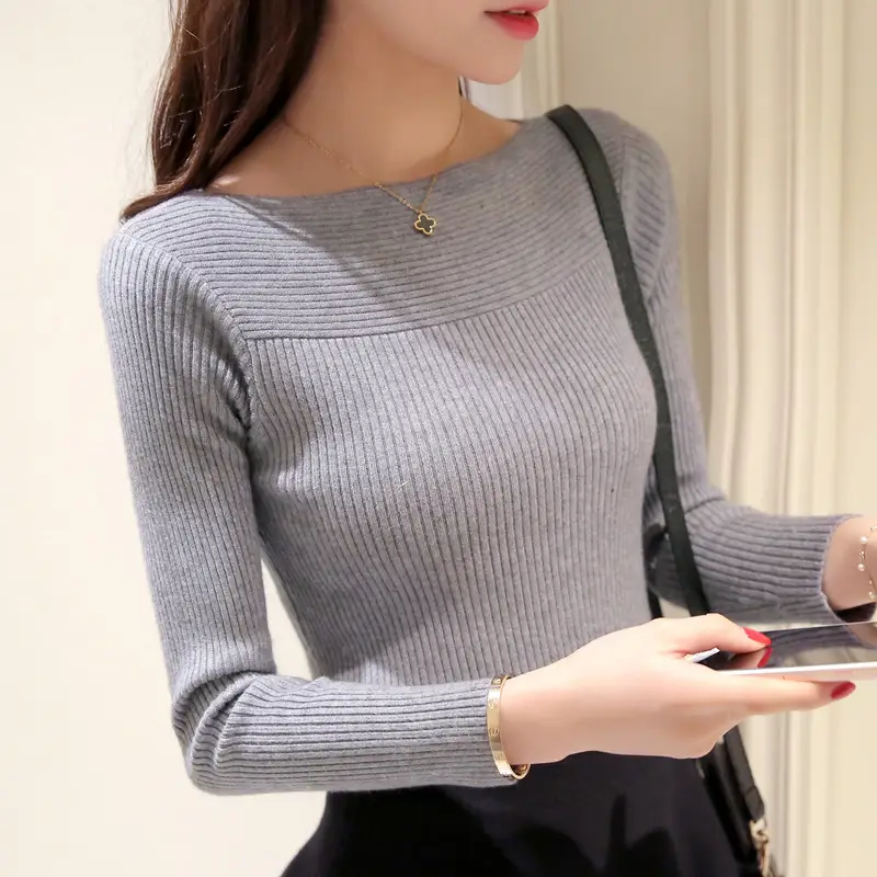 Brown Long Sleeve Ribbed Women's Shirt - Image 9