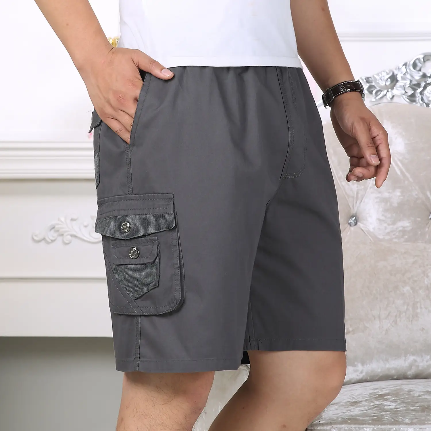 Men Pure Cotton Five Pocket Shorts Extra Large