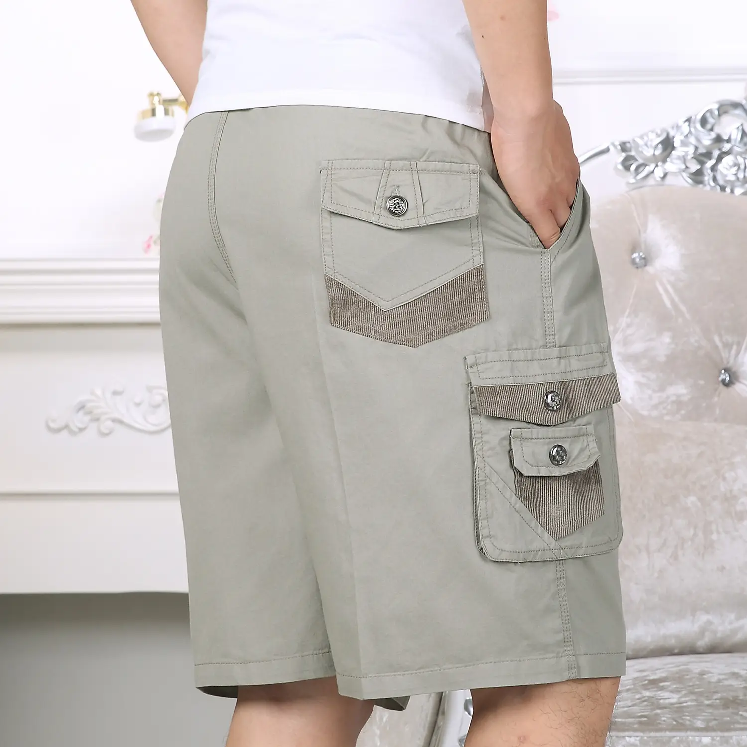 Men's Pure Cotton Multi-Pocket Shorts Plus Size - Image 7