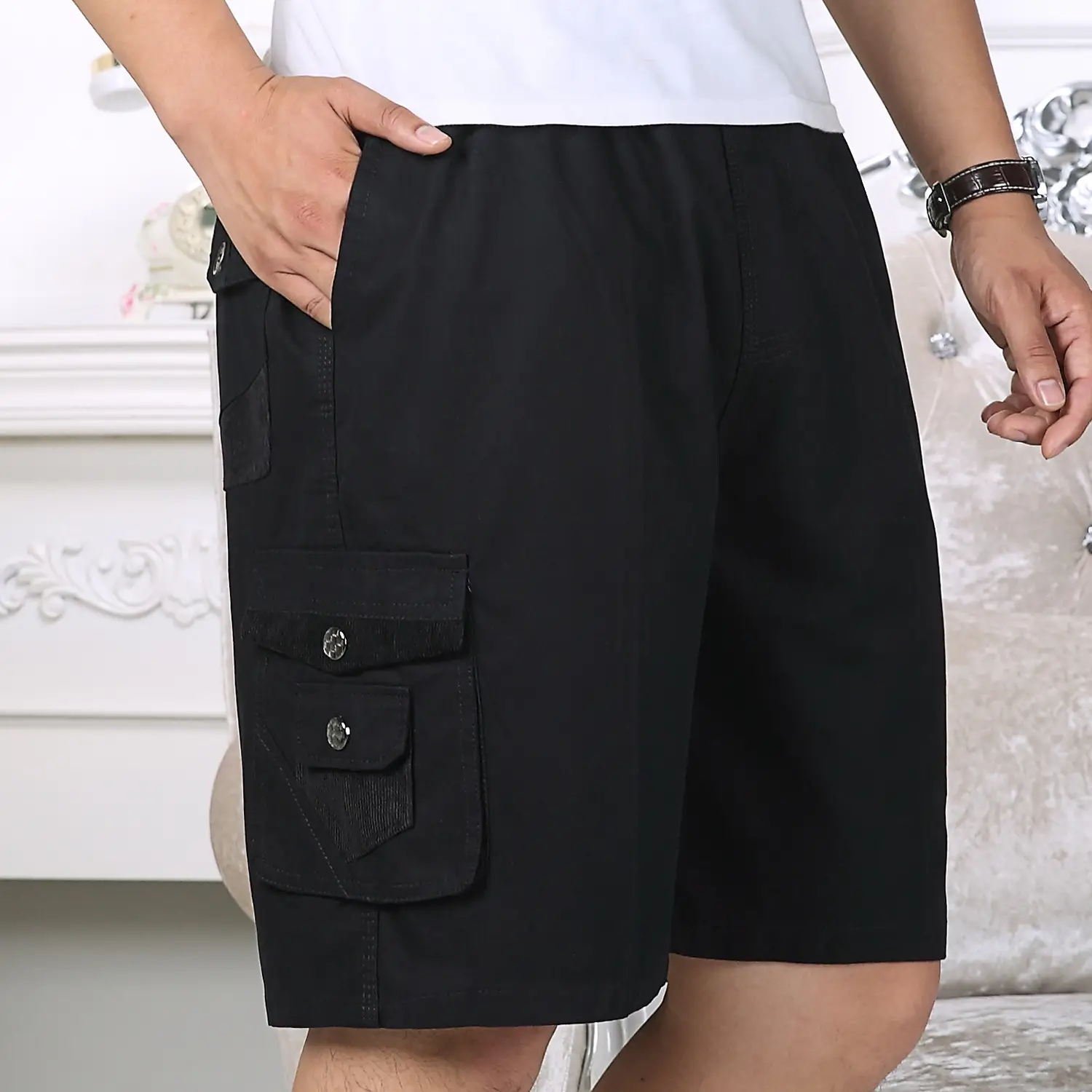 Men's Pure Cotton Multi-Pocket Shorts Plus Size - Image 9