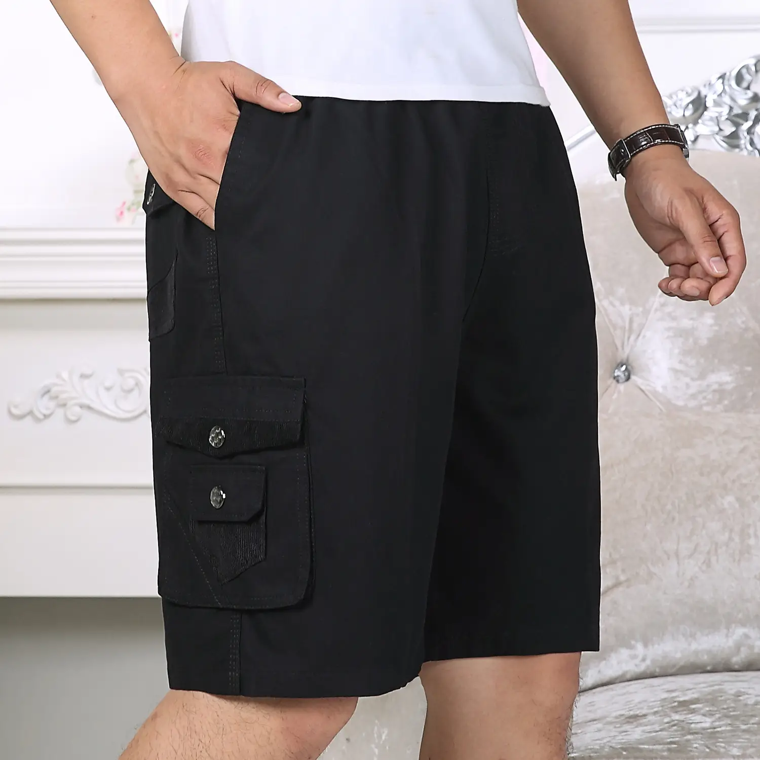 Men's Pure Cotton Multi-Pocket Shorts Plus Size - Image 2