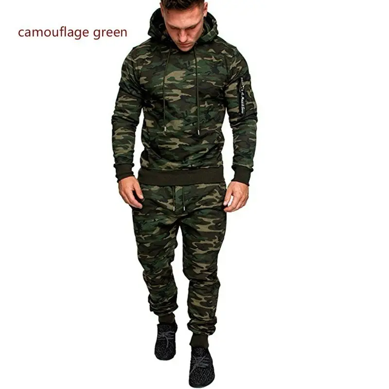 Men Camouflage Running Suit Blue Gray 2021 - Image 6