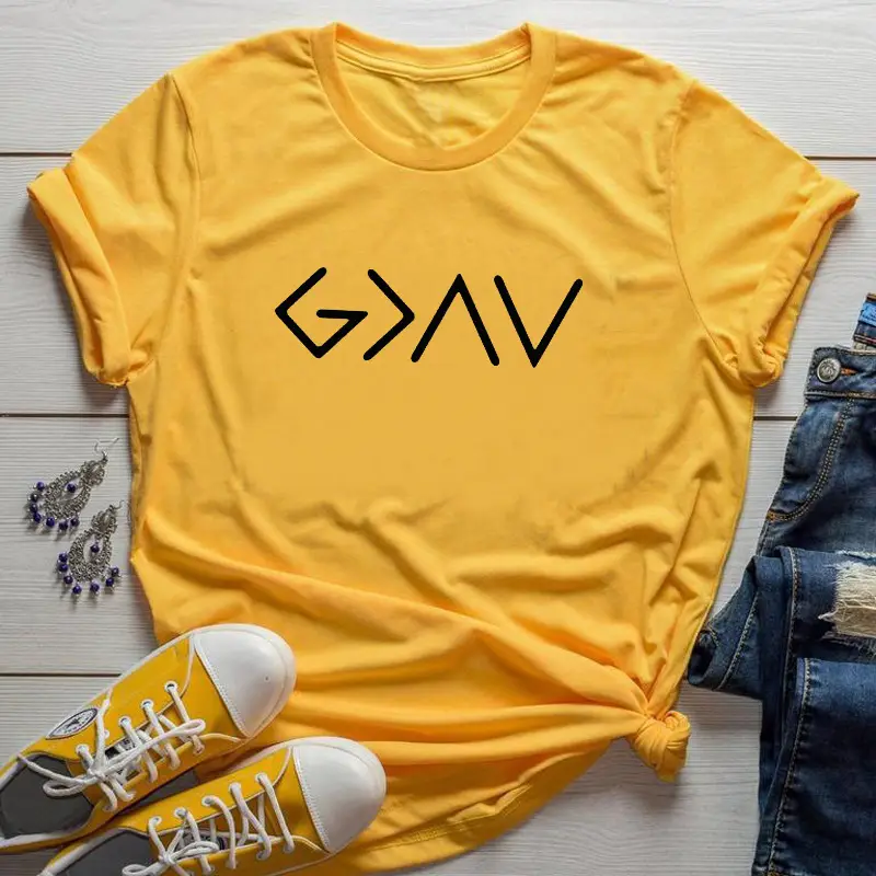 Gray T-Shirt with "God is Greater" Graphic