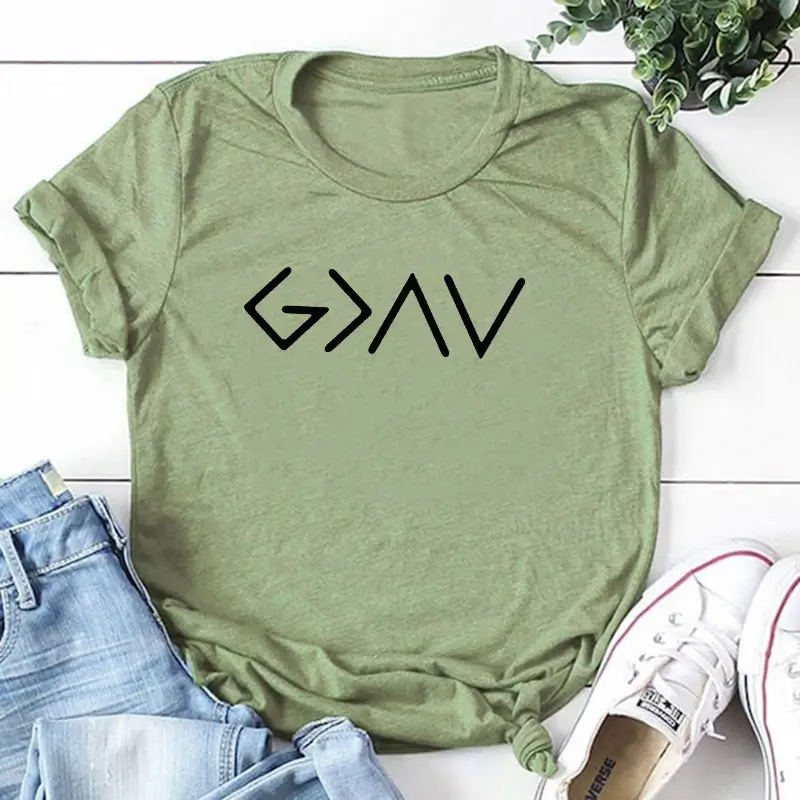Gray T-Shirt with "God is Greater" Graphic