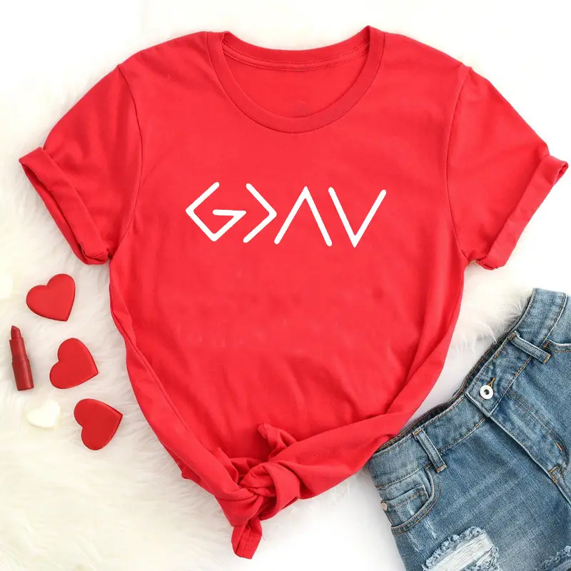 Gray T-Shirt with "God is Greater" Graphic