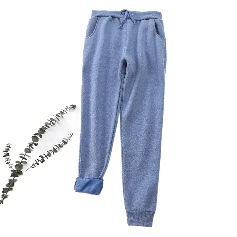 Women Fleece Lined Sweatpants Pink Ankle Tied