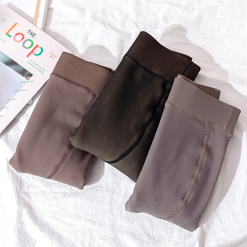 Gray Fleece Leggings Women Plus Size Warm Comfortable - Image 6