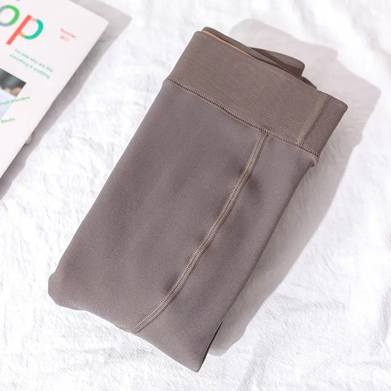 Gray Fleece Leggings Women Plus Size Warm Comfortable - Image 2