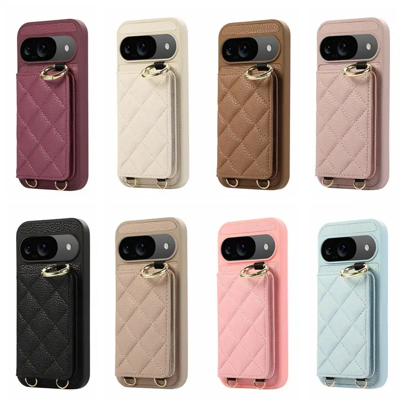 Google 10 Pro Litchi Pattern Plaid Card Holder Phone Case - Image 10