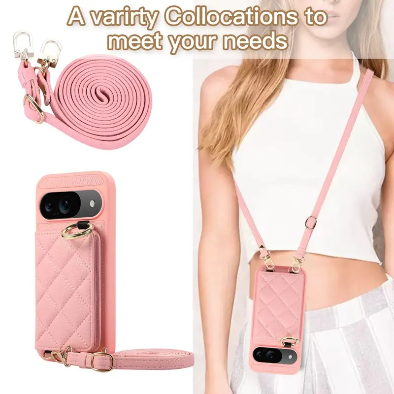 Google 10 Pro Litchi Pattern Plaid Card Holder Phone Case - Image 12