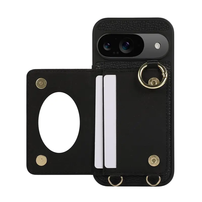 Google 10 Pro Litchi Pattern Plaid Card Holder Phone Case - Image 13