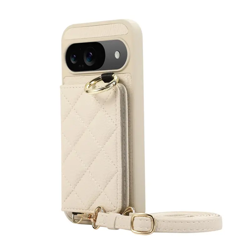 Google 10 Pro Litchi Pattern Plaid Card Holder Phone Case - Image 2