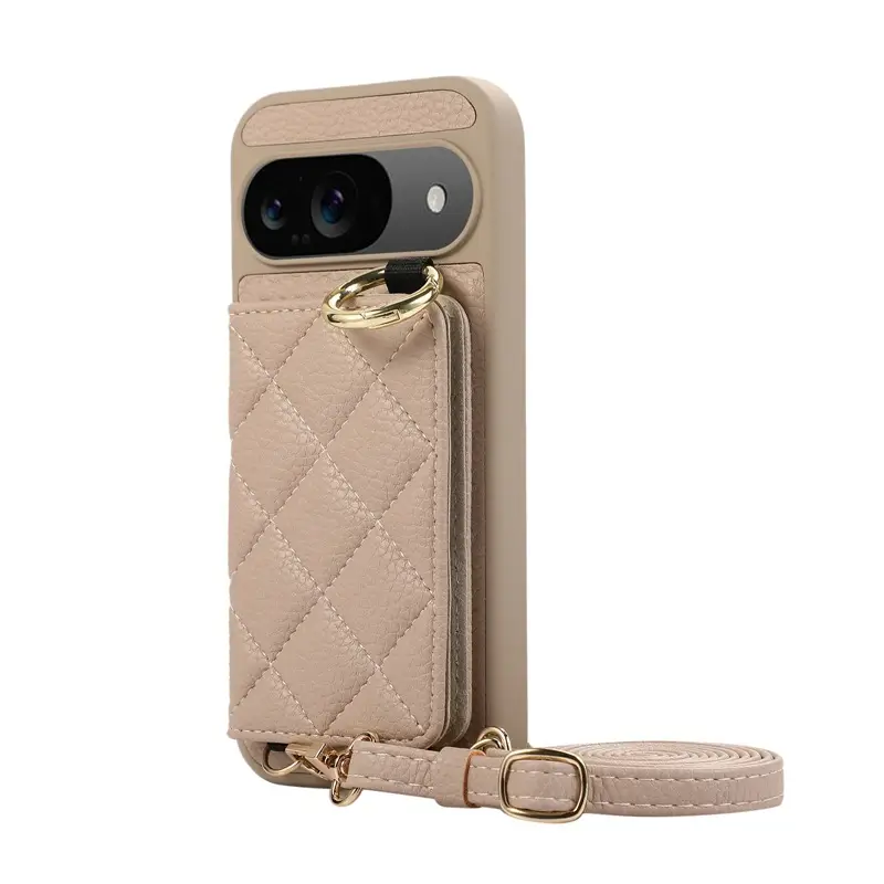 Google 10 Pro Litchi Pattern Plaid Card Holder Phone Case - Image 3