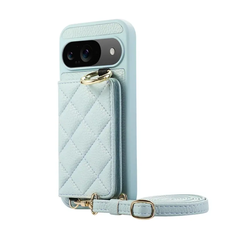 Google 10 Pro Litchi Pattern Plaid Card Holder Phone Case - Image 6