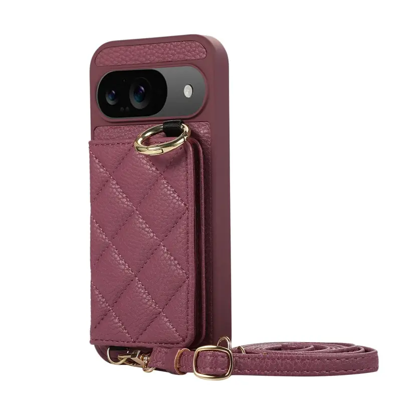 Google 10 Pro Litchi Pattern Plaid Card Holder Phone Case - Image 8