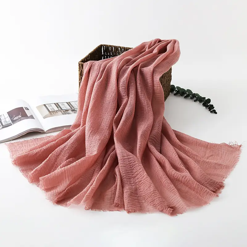Navy Blue Wrinkled Muslim Scarf for Women - Image 32