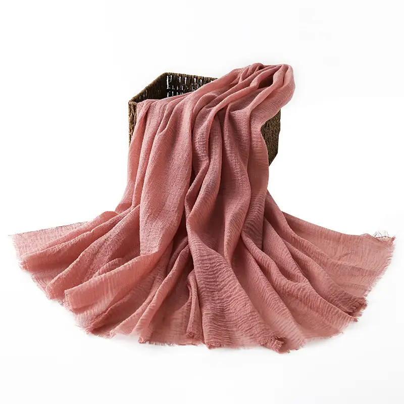 Navy Blue Wrinkled Muslim Scarf for Women - Image 35