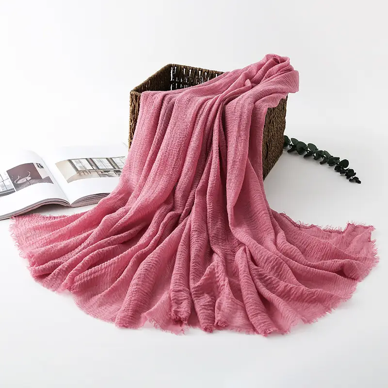 Navy Blue Wrinkled Muslim Scarf for Women - Image 11