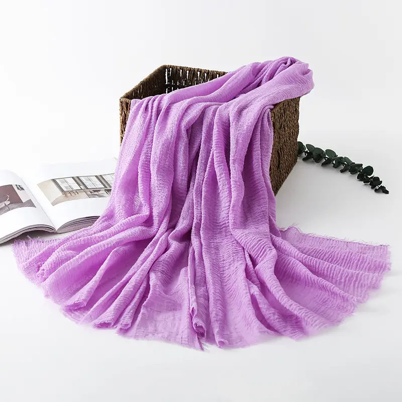 Navy Blue Wrinkled Muslim Scarf for Women - Image 12