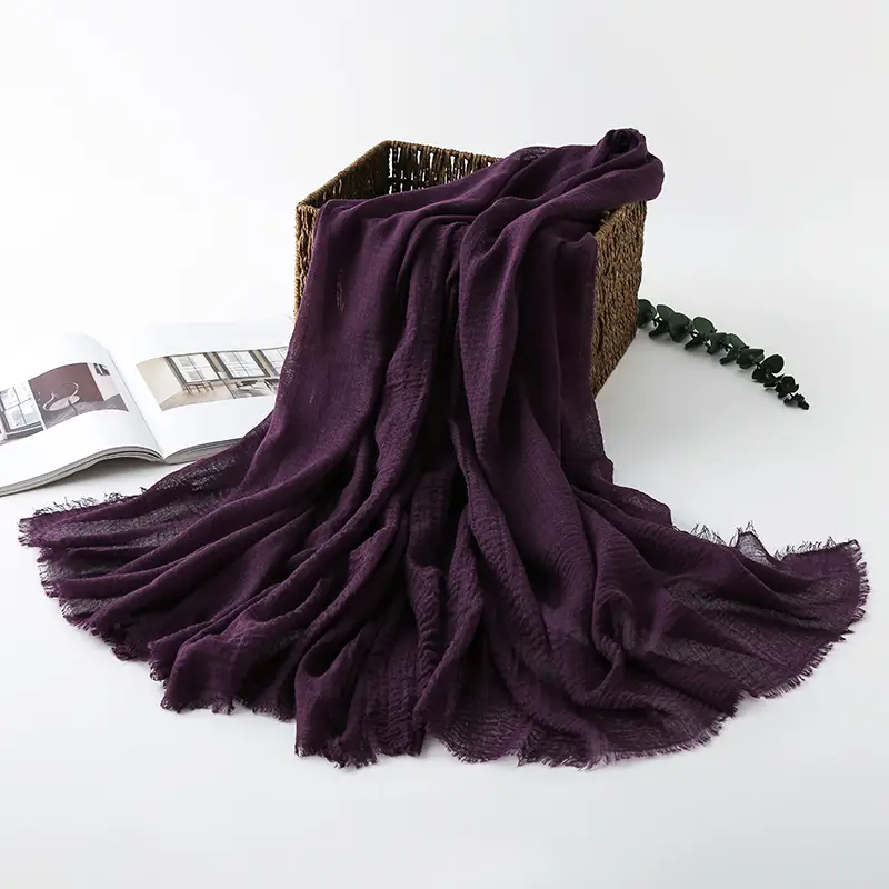Navy Blue Wrinkled Muslim Scarf for Women - Image 13