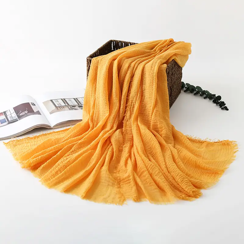 Navy Blue Wrinkled Muslim Scarf for Women - Image 14