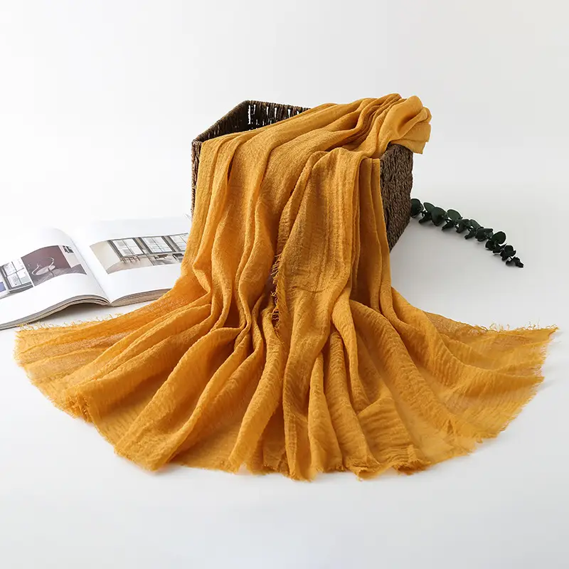 Navy Blue Wrinkled Muslim Scarf for Women - Image 15