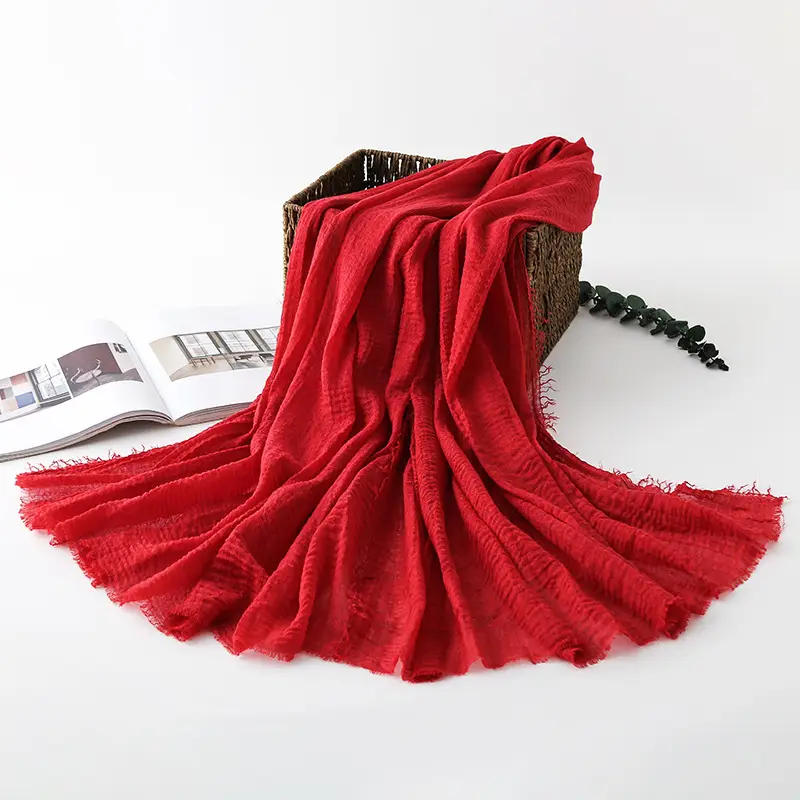 Navy Blue Wrinkled Muslim Scarf for Women - Image 2