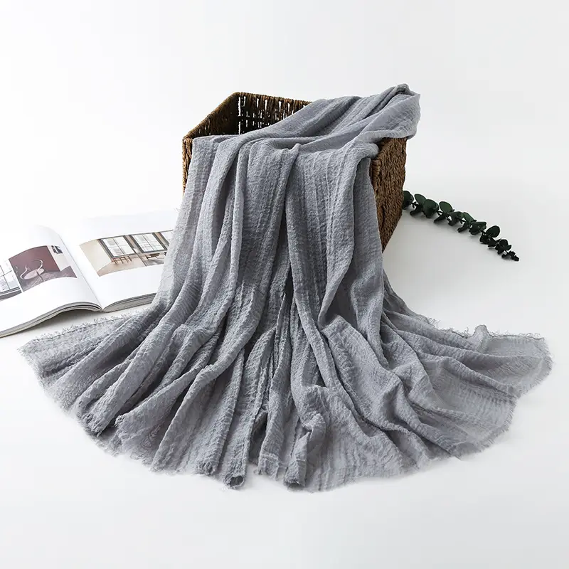 Navy Blue Wrinkled Muslim Scarf for Women - Image 22