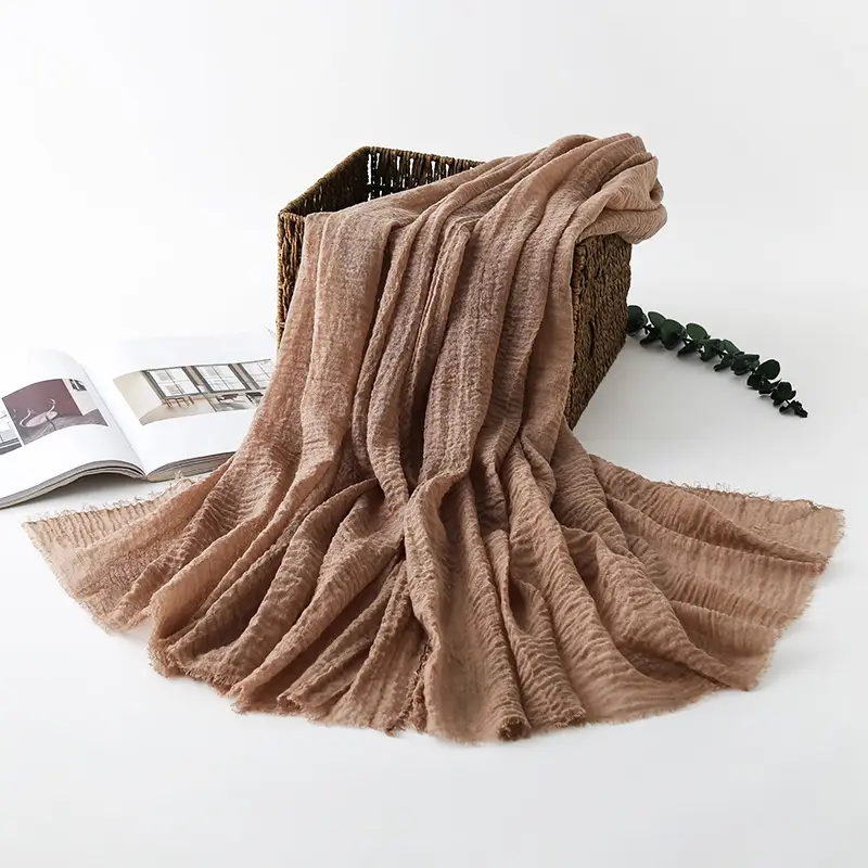 Navy Blue Wrinkled Muslim Scarf for Women - Image 26