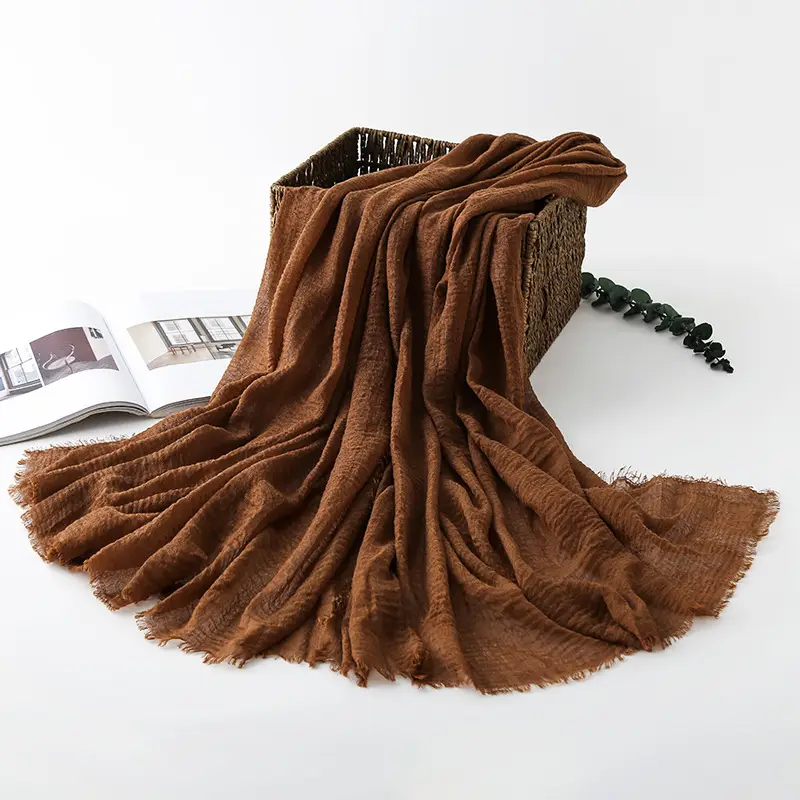 Navy Blue Wrinkled Muslim Scarf for Women - Image 27