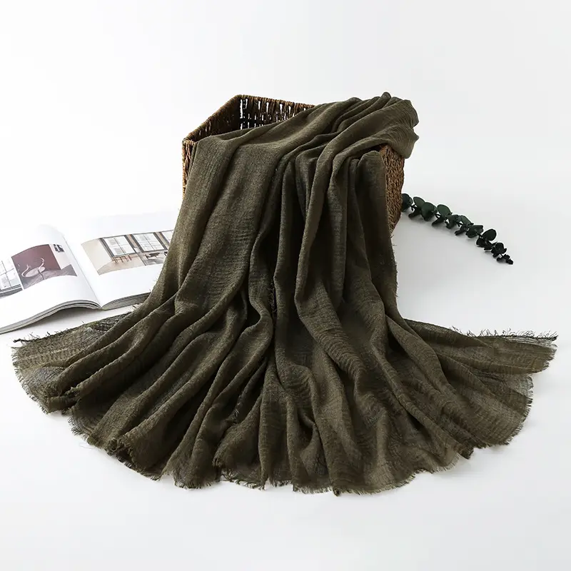 Navy Blue Wrinkled Muslim Scarf for Women - Image 29