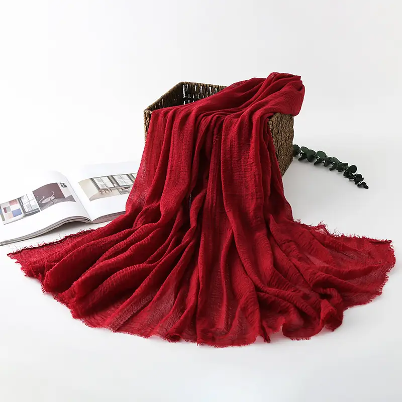 Navy Blue Wrinkled Muslim Scarf for Women - Image 3