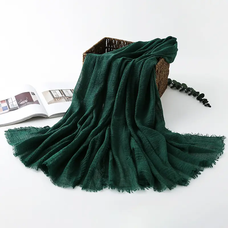 Navy Blue Wrinkled Muslim Scarf for Women - Image 30