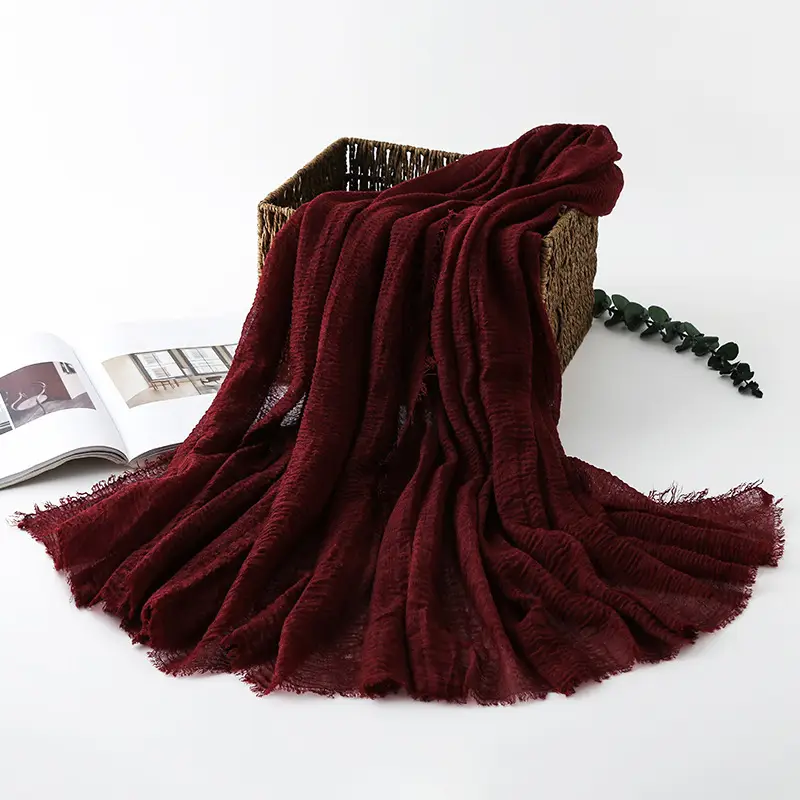 Navy Blue Wrinkled Muslim Scarf for Women - Image 4
