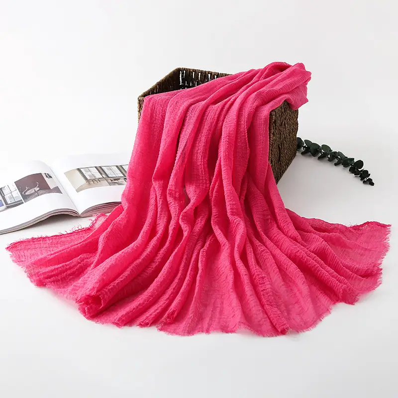 Navy Blue Wrinkled Muslim Scarf for Women - Image 5